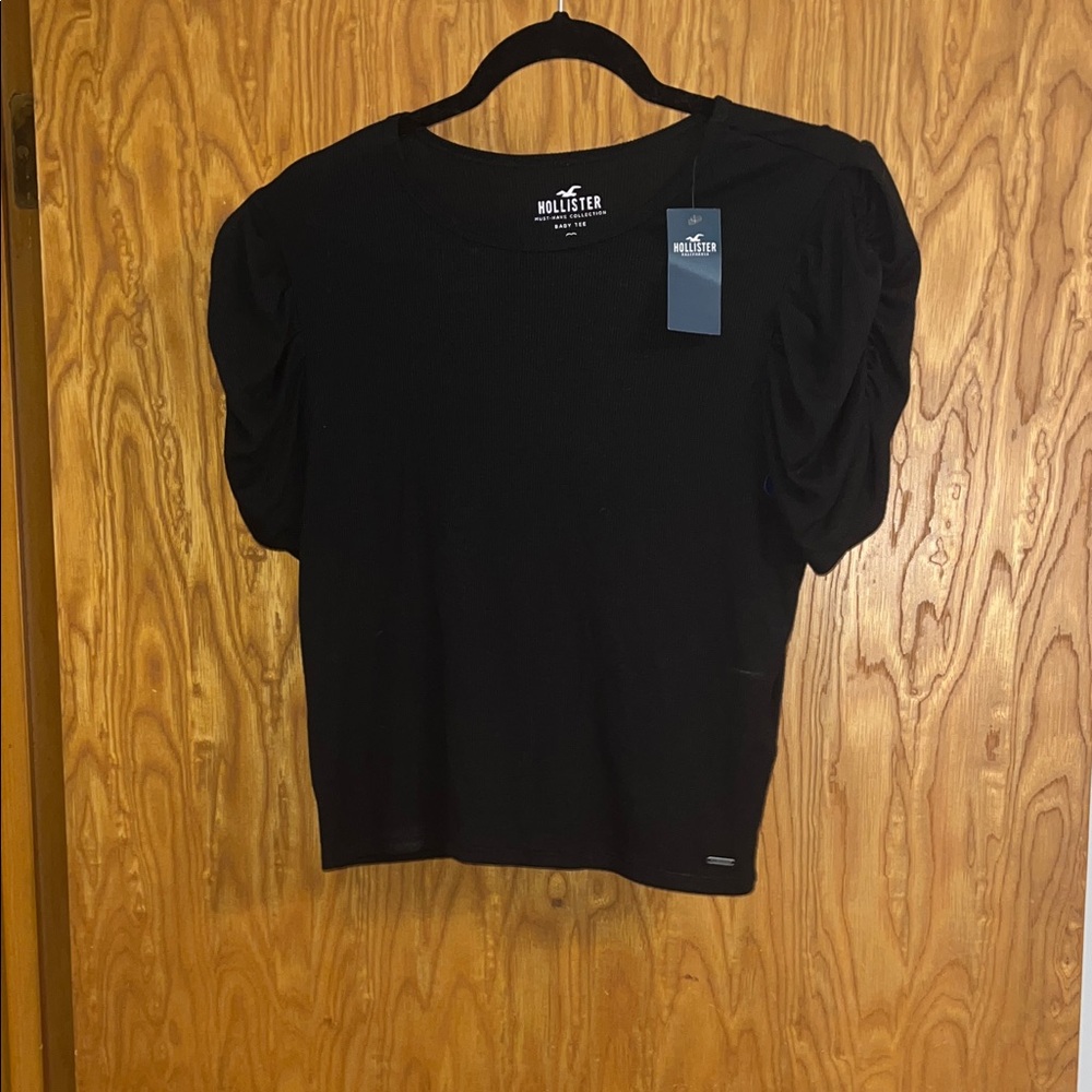 Hollister Elegant Black Puff Sleeve Blouse - Picture 1 of 7